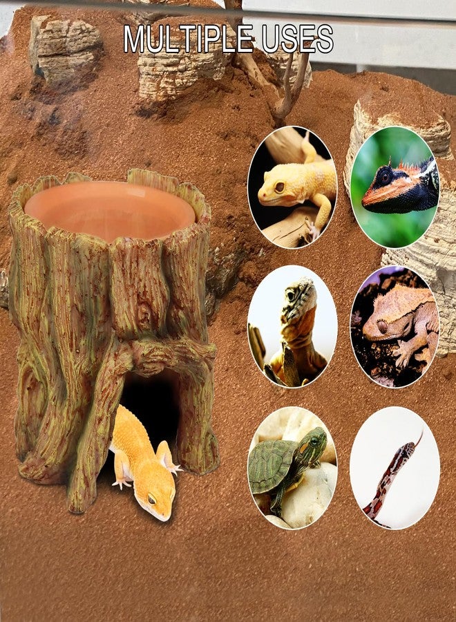 NANEEZOO Reptile Hide Cave 2 in 1 Reptile Humid Cave with Terracotta Water Basin Moisture Keeping and Shedding Help for Reptile Amphibians Leopard Gecko - Image 5